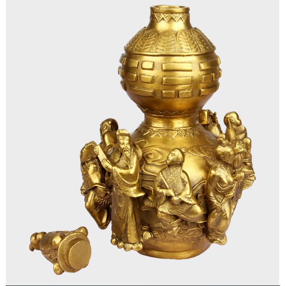 Bình Hồ Lô Bát Tiên Đúc Bằng Đồng Thau Nguyên Chất Cao 23cm Nặng 1,1kg