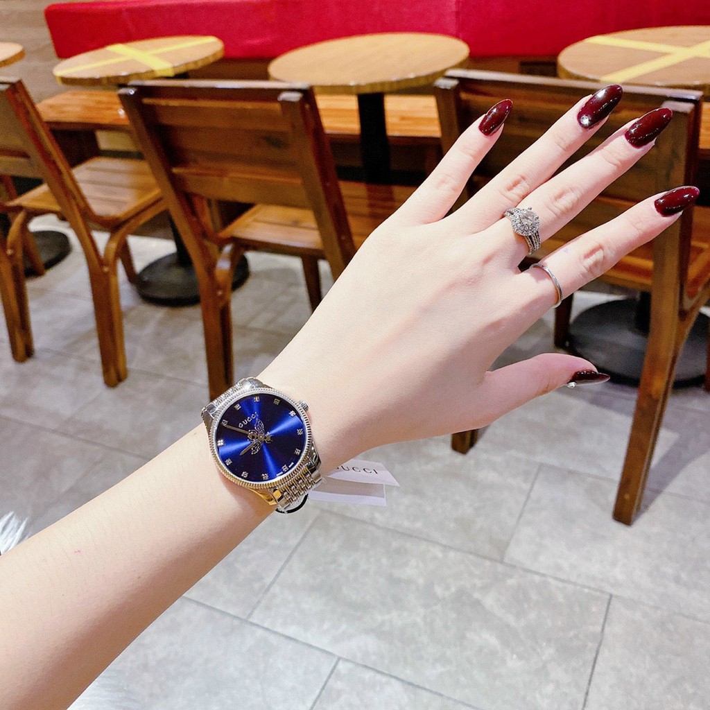 ĐỒNG HỒ NỮ Gucci_G_Timeless DÂY THÉP VỎ BẠC MÀU MẶT TRẮNG, XANH , ĐEN phong cách trẻ trung , khỏe khoắn năng động