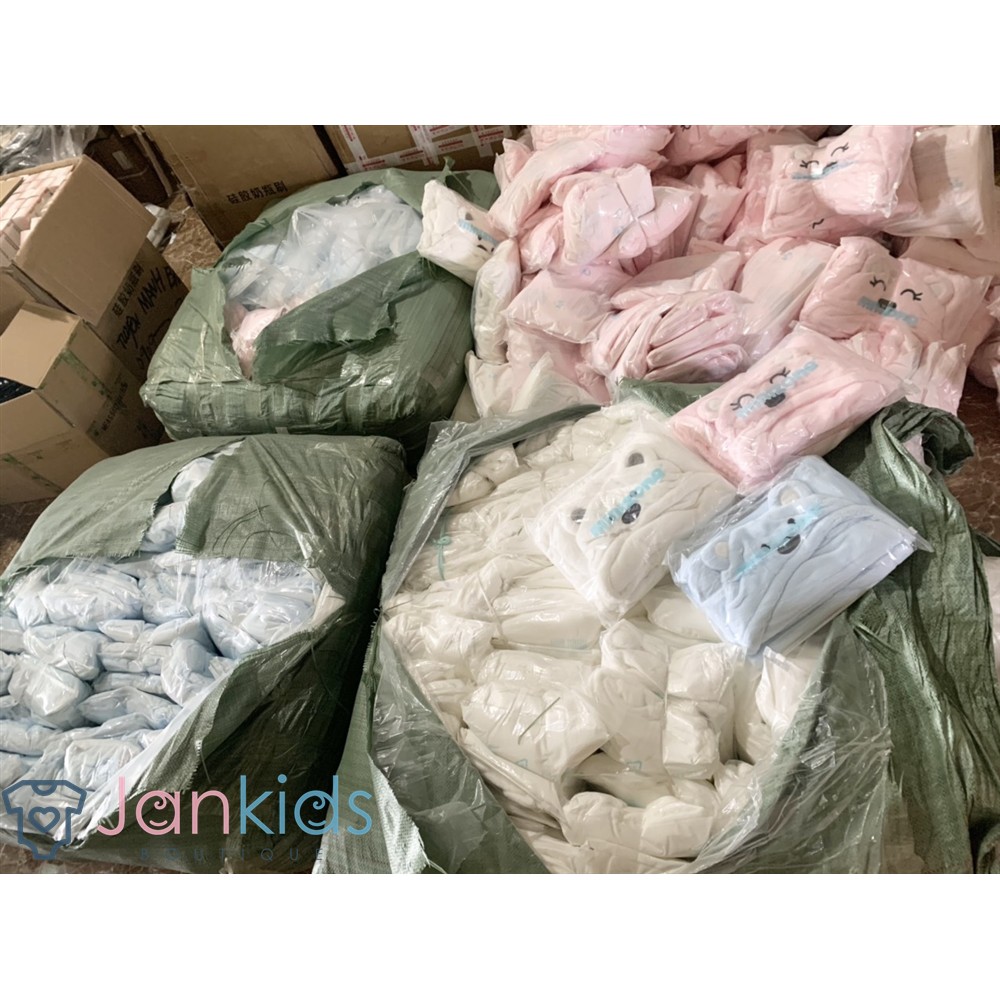 Chăn ủ sơ sinh hình gấu có mũ/ khăn choàng ủ minizon cho bé