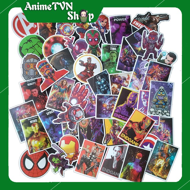 Miếng dán Sticker Avenger  - trọn bộ 100 hình - In rõ ràng sắc nét khó tróc