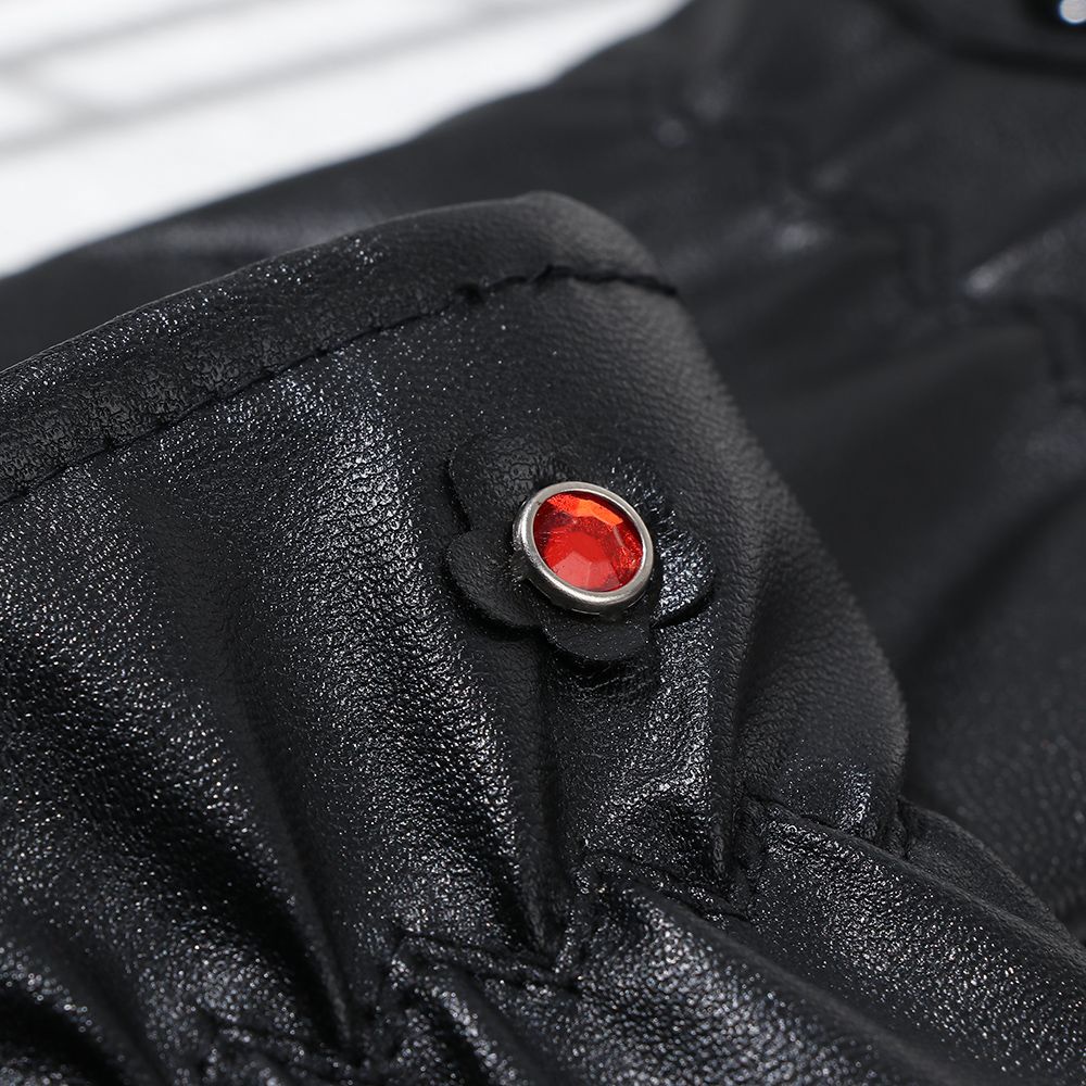 Đôi găng tay da PU dày giữ ấm sử dụng màn hình cảm ứng cho nam nữ