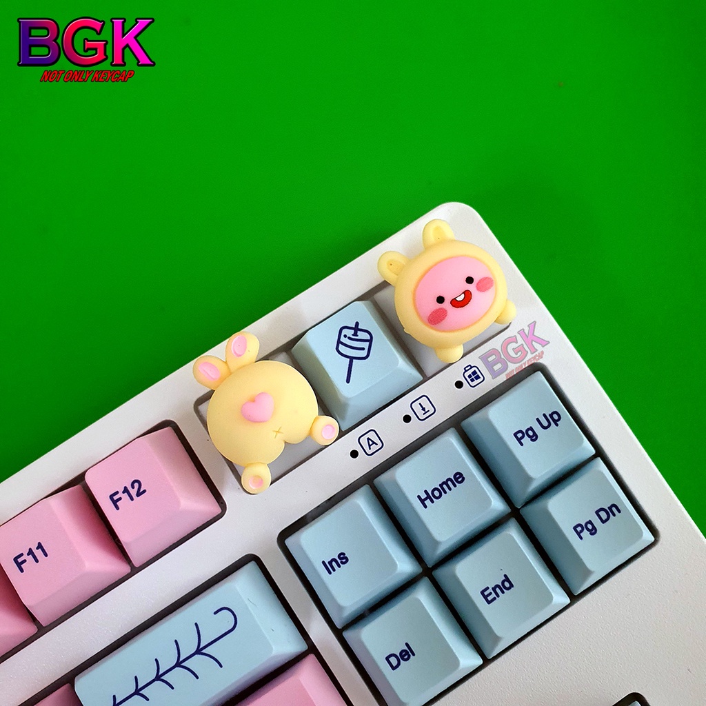 Bộ Keycap 2 Nút Đầu và Mông Thỏ Vàng Cực Kute ( keycap Artisan, keycap phím cơ )