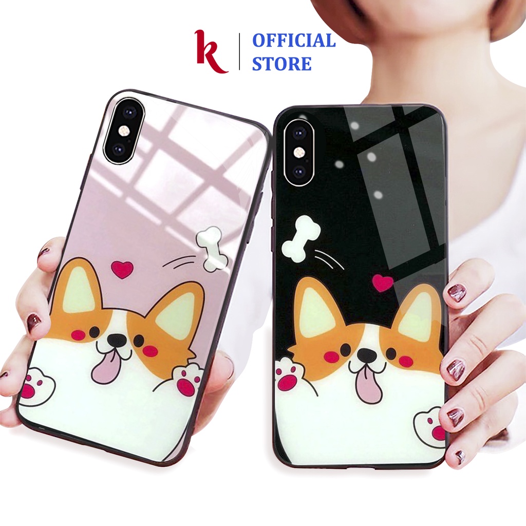 Ốp lưng iphone kính cặp đôi cún yêu case 14plus 14 pro max 13 12 promax 11 mini 6 6s 7 8 plus x xr xs Se