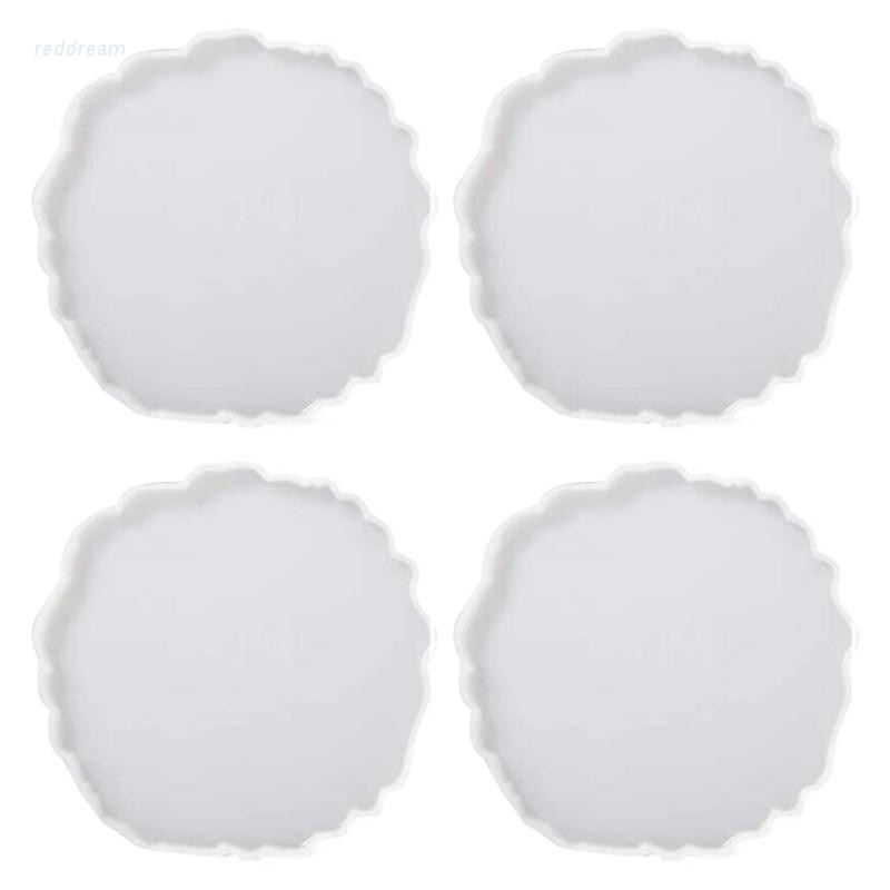 REDD   4 Pcs Agate Geometry Coaster Epoxy Resin Mold Cup Mat Mug Pad Silicone Mould DIY Crafts Jewel