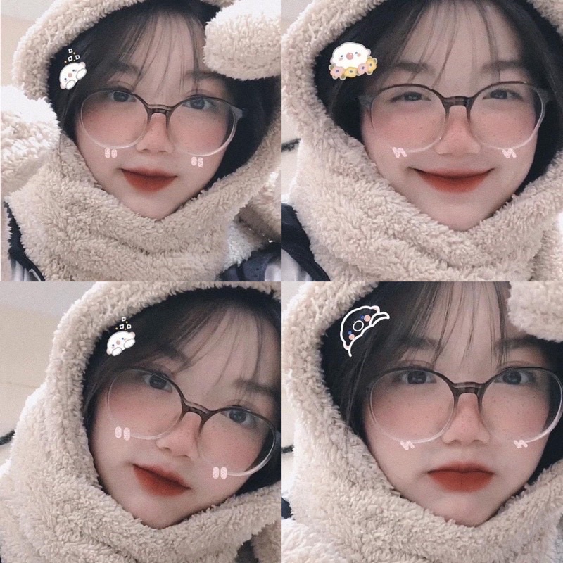 Kính không độ, Kính cận OMBRE 19075 - 8132 Hot tiktok Lansun 01 nhựa dẻo tròn chống ánh sáng xanh, UV400  Jolie eyewear