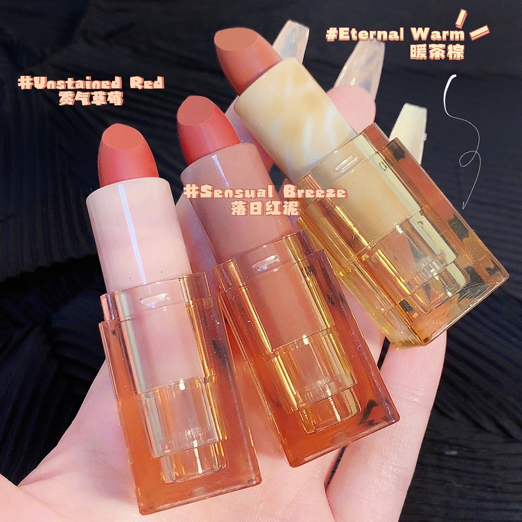 Son Kem Lì Cappuvini Kết cấu Velvet Matte Màu nâu Vỏ trong suốt Màu trắng Dưỡng Ẩm Chống Thấm Nước Không Dính Màu Sắc Tươi Tắn