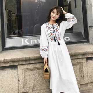 Váy boho thêu dáng dài