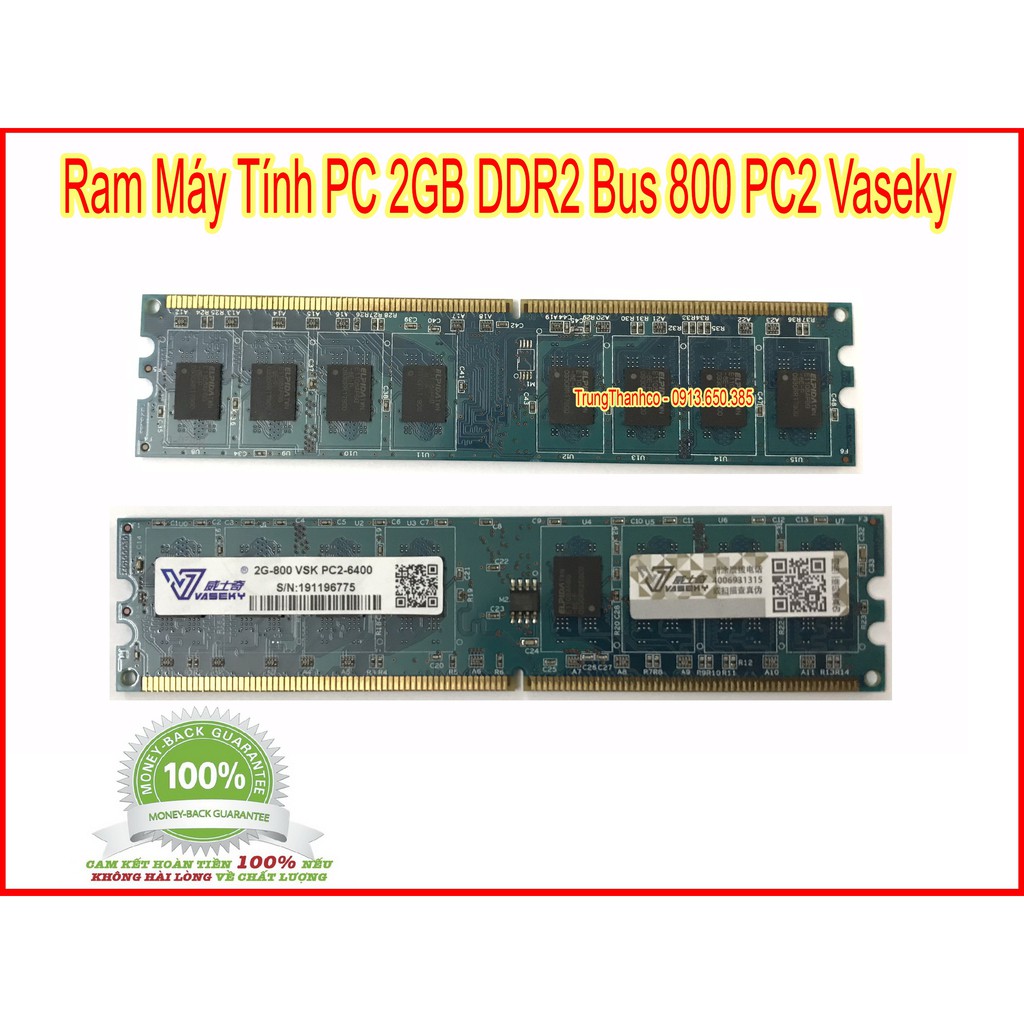 Ram Máy Tính PC 2GB DDR2 Bus 800 PC2 Vaseky NEW