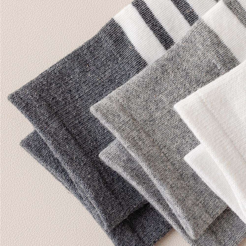 Tất cotton cổ vừa họa tiết kẻ sọc màu trơn phong cách Hàn Quốc thời trang cho nữ