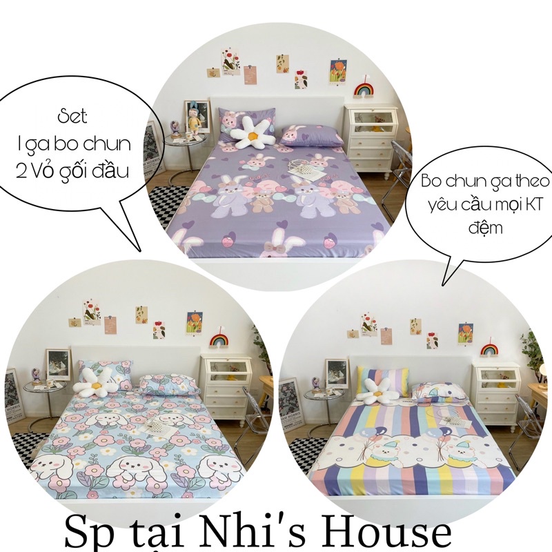 Set ga gối cotton poly nhập khẩu vải mềm , mịn, không phai màu, không xù lông