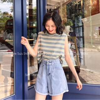 Áo tanktop kẻ dáng ngắn