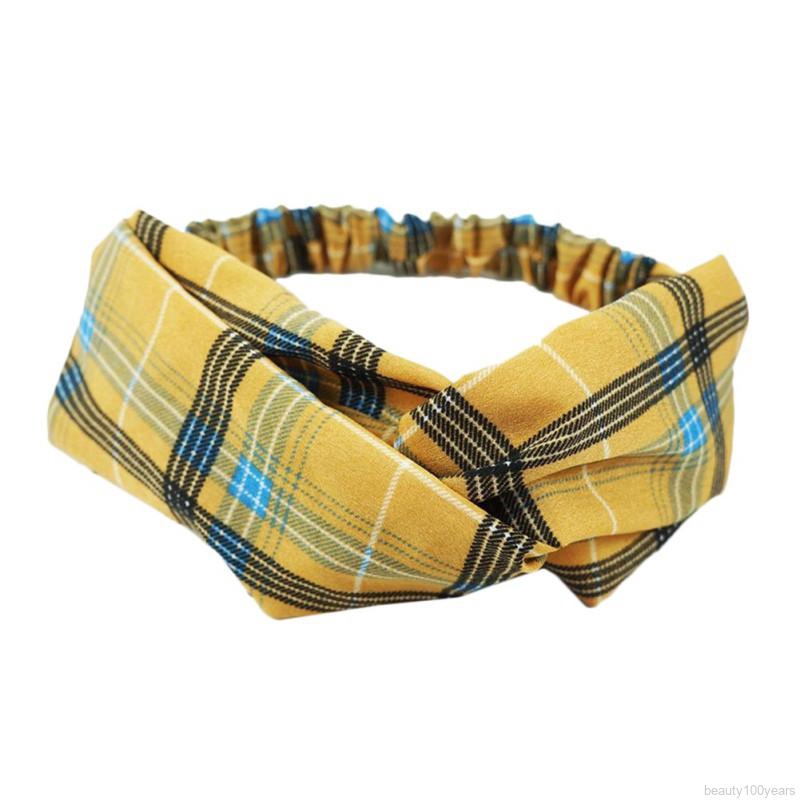 ✿beauty✿ Simple Beautiful Plaid Print Headband Korean Style Fashion New Women's Cross Hair Band