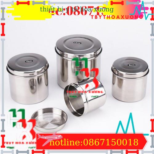 Hộp Inox Tròn Đựng Bông Gòn, Lưu Mẫu Các Size