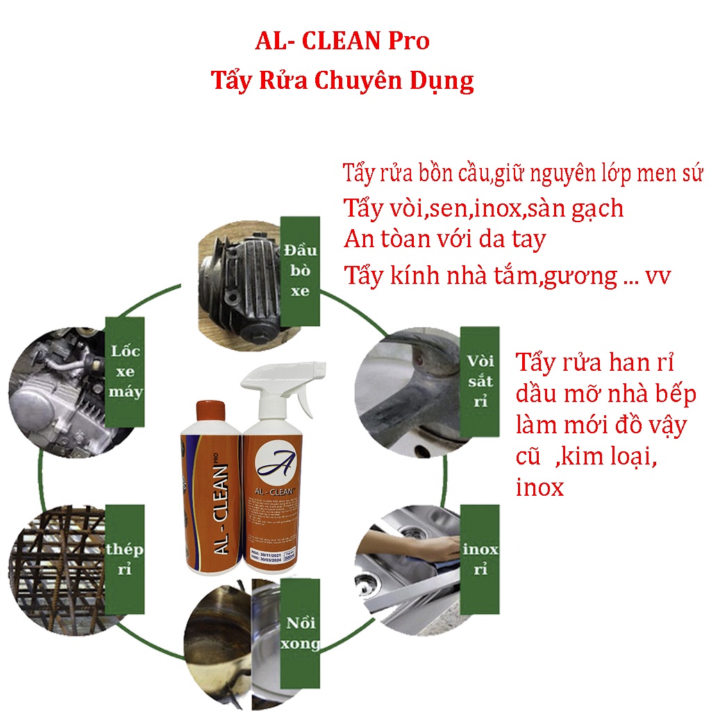 Bình Xịt Cao Cấp AL-Clena Pro 500ML tẩy rửa,Nấm,Mốc Tường Nhà, Phòng Tắm,Nhà,Bếp,Tẩy Dầu Mỡ,Nước Tẩy Đa Năng,siêu sạch