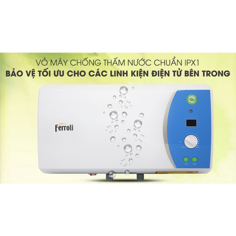 [20L]Bình nước nóng Ferroli VERDI AE 20 lít - Bình nóng lạnh gián tiếp - Hiện thi nhiệt độ,thanh đốt siêu bền