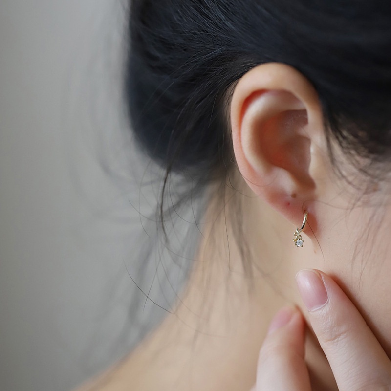 Bông Tai Ngôi Sao Năm Cánh Mạ Bạc 925 Dễ Thương Cho Nữ