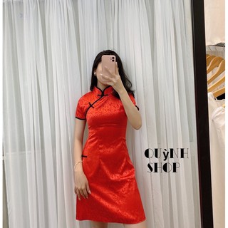 [kem anh that]Đầm nữ tết đầm cách tân đỏ  trung hoa đỏ siêu hot mùa Tết chất đẹp như hình, hàng cam kết chuẩn