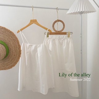 Set áo 2 dây chân váy midi vải thô