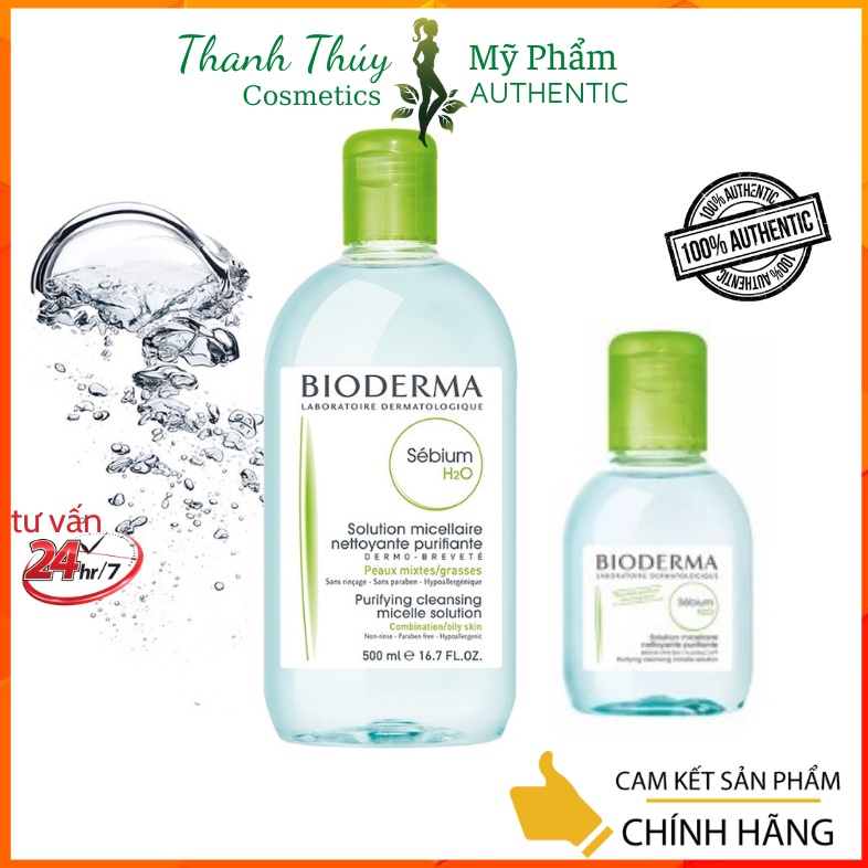 Dung dịch làm sạch và tẩy trang Bioderma Sebium H2O 500ml - dành cho da hỗ hợp, da dầu và da mụn