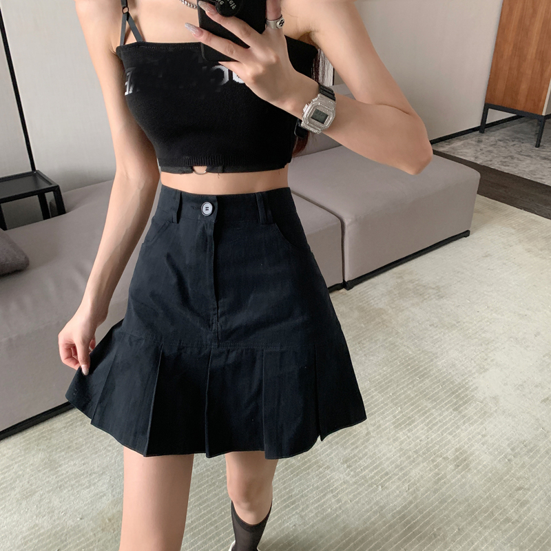 Chân váy jeans chữ A eo cao nhún bèo thời trang năng động cho nữ | BigBuy360 - bigbuy360.vn
