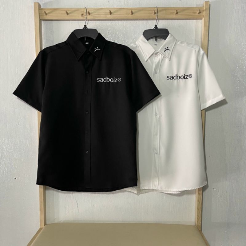 XPstore Áo sơ mi tay lỡ SADBOIZ chữ thêu form unisex (Ảnh thật)