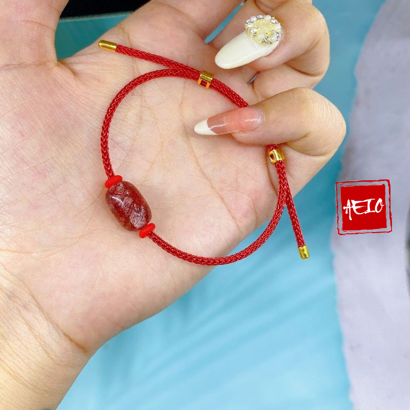 Vòng Tay Lu Thống TA Tóc Đỏ ☯ Vòng Tay May Mắn ☯ Đá Phong Thuỷ Mệnh Mộc-Hoả-Thổ Cải Vận May Mắn, Tài Lộc