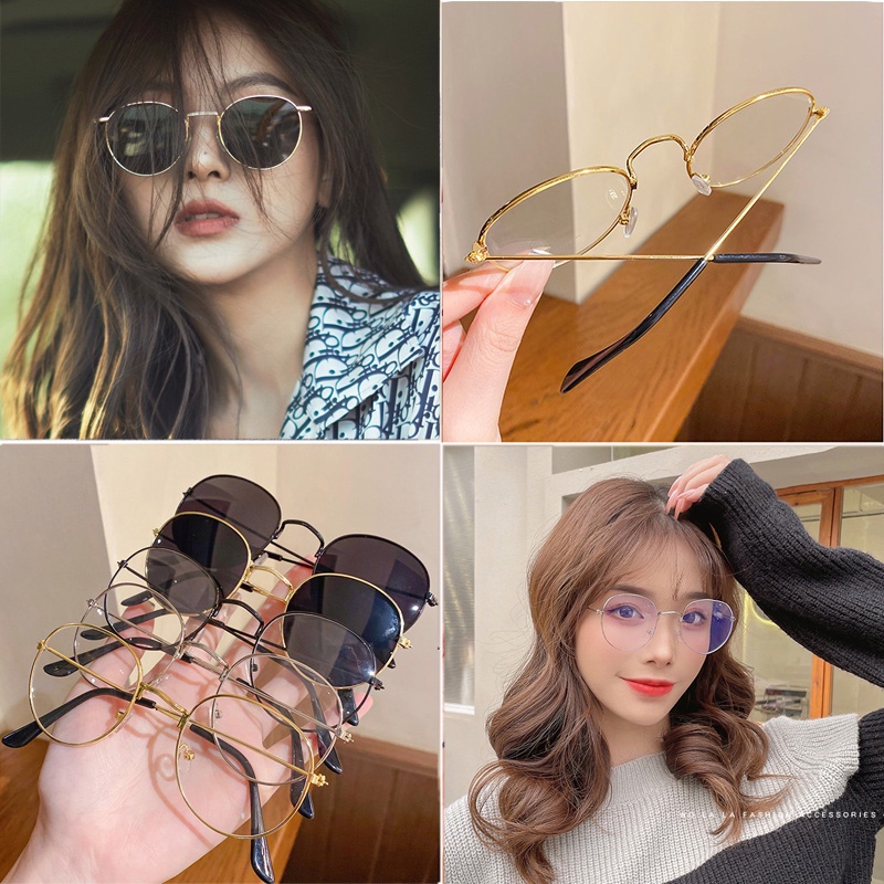 Kính Gọng Kim Loại Chống Ánh Sáng Xanh Phong Cách Hàn Quốc