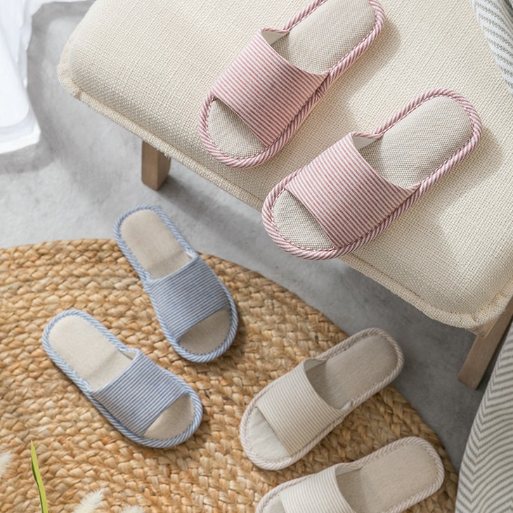 Dép đi trong nhà bằng vải lanh thoải mái thời trang cho nam và nữ