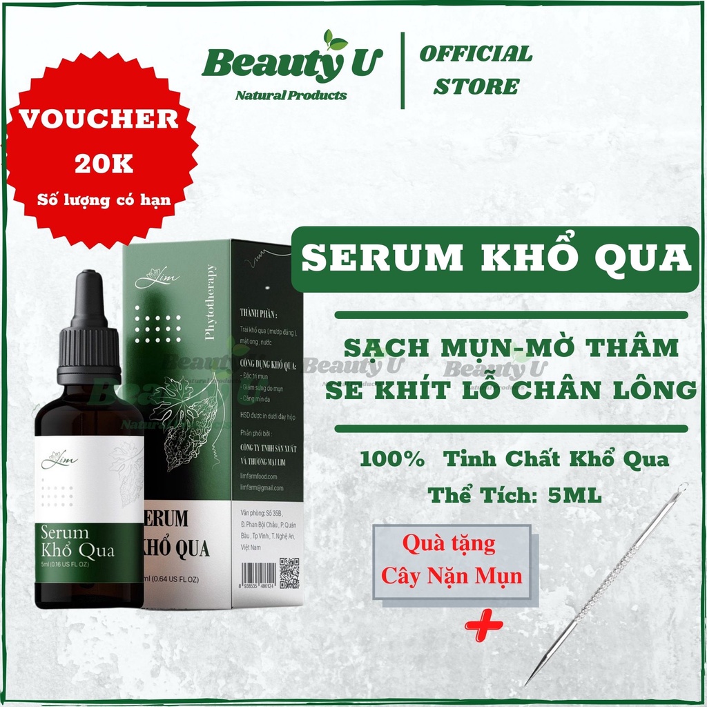 Serum Khổ Qua Lim Dưỡng Da Căng Bóng Giảm Mụn - Handmade - Sạch Mụn Mờ Thâm , Chống Lão Hóa