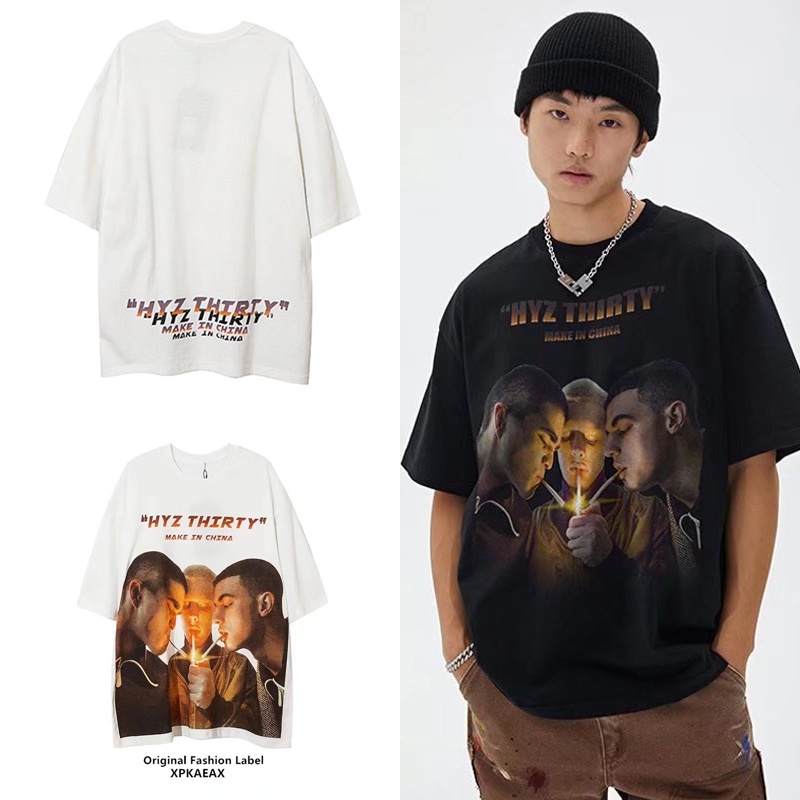 Áo Thun Unisex Cổ Tròn Tay Ngắn Dáng Rộng Phong Cách Thời Trang Mỹ Mới Size M-8XL