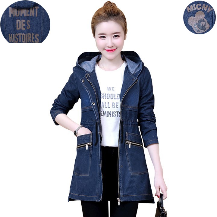 ÁO KHOÁC NỮ JEAN PHOM DÀI IN HỌA TIẾT 999