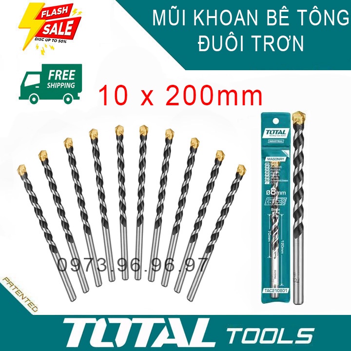 Mũi khoan bê tông đuôi trơn 6mm 8mm 10mm 12mm 14mm 16mm trơn dùng cho máy khoan điện và PIN - GIAO HÀNG NHANH TẠI NHÀ