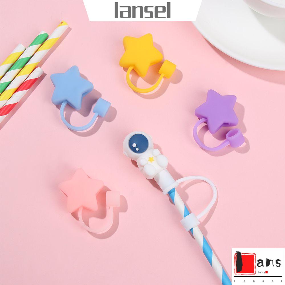 Nắp đậy ống hút bằng silicon chống bụi chống văng nước hoạt hình dễ thương có thể tái sử dụng