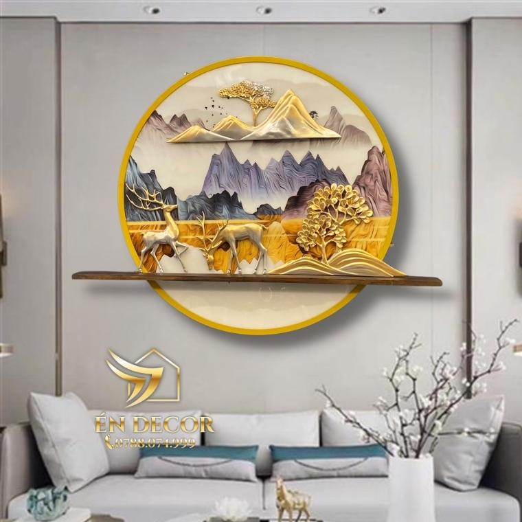Tranh Phong Cảnh Treo Tường Đôi Hươu Nghệ Thuật, Tranh Sắt TD28 Én Decor