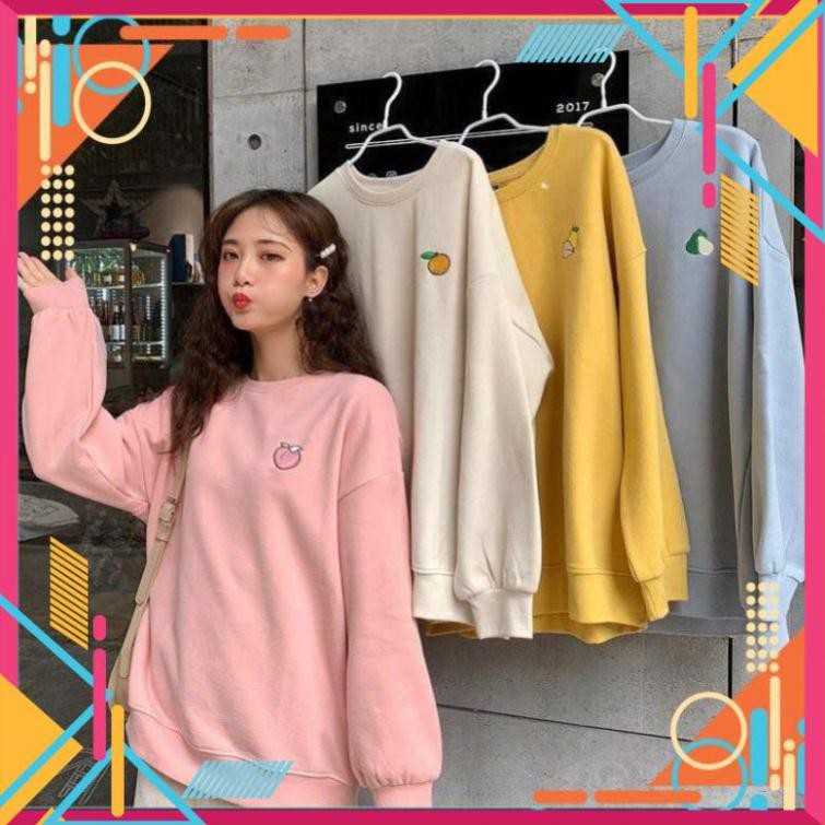 [Mặc là Auto Sang] Áo Sweater Thêu Trái Cây Hàn quốc form 60kg xì teen AD