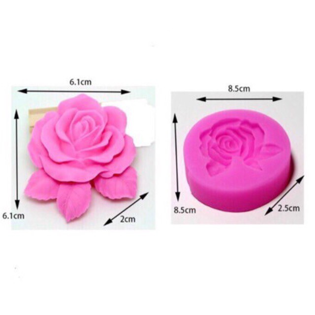 Khuôn silicon 4D hoa hồng kèm lá làm rau câu nổi,xôi hoa đậu