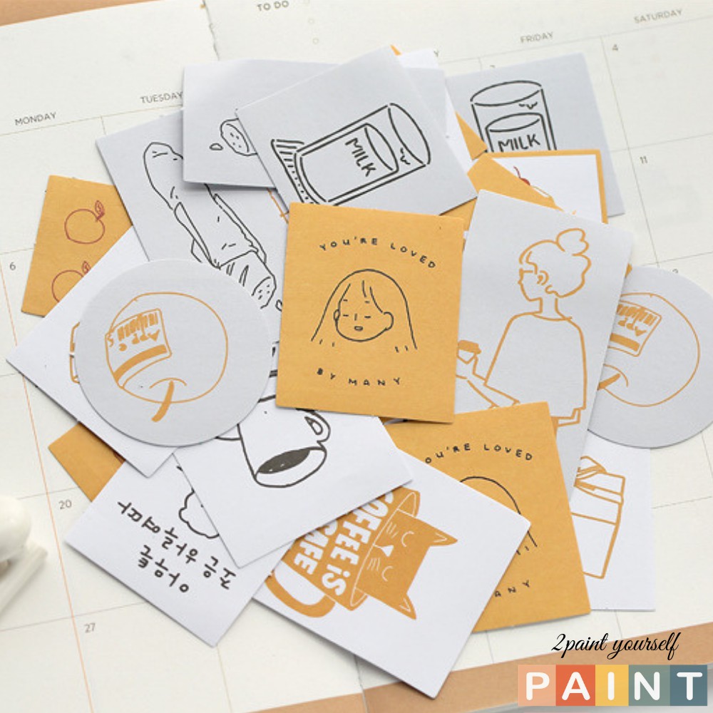 Bộ 60 sticker trang trí, hình dán giấy decal decor sổ tay, nhật kí, ốp điện thoại, laptop