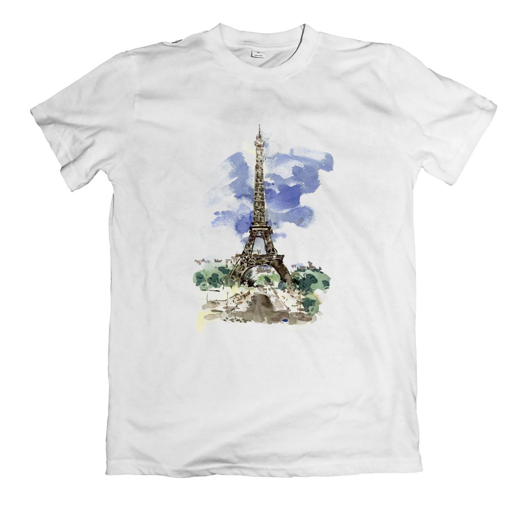 Áo thun in hình phong cách vẽ tháp eiffel đẹp