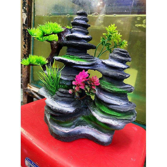 TIỂU CẢNH TRANG TRÍ HỒ CÁ NON BỘ 16X9X20CM