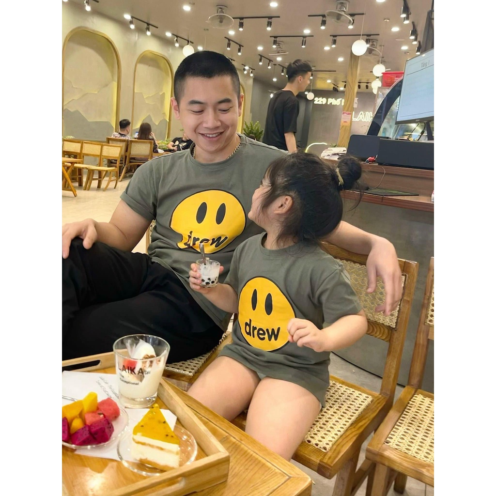 Áo thun gia đình cho bé mẹ bố hình mặt cười chất cotton 4 chiều mềm mịn
