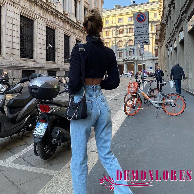 Áo croptop cổ lọ tay dài màu trơn quyến rũ trẻ trung cho nữ