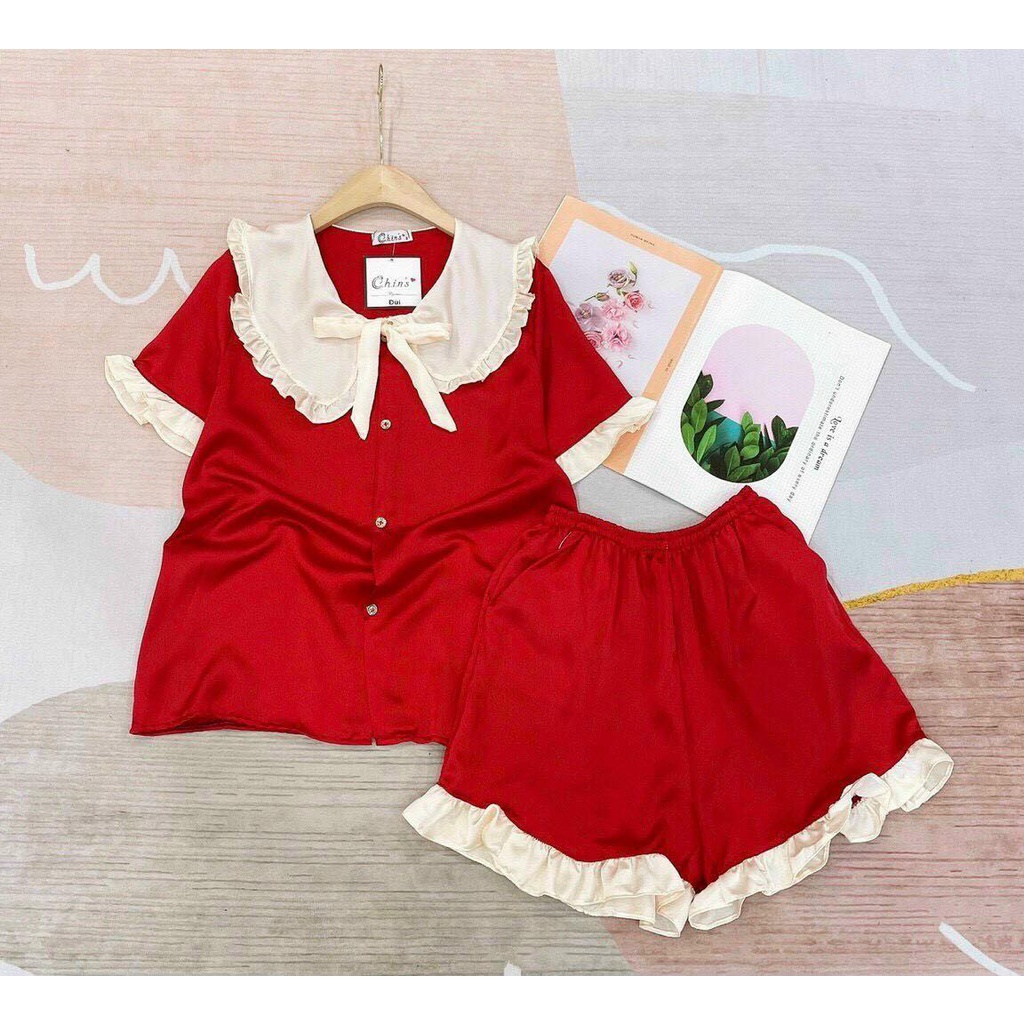 Set đồ ngủ dành cho nữ, vải lụa chất lượng cao mềm mịn mát mẻ, màu sắc nổi bật, phù hợp mặc ở nhà đi ngủ