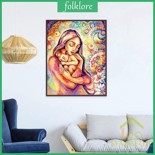 Bộ tranh đính đá 5d tự làm họa tiết mẹ và bé độc đáo trang trí phòng