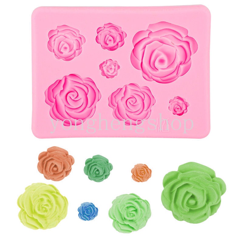 Khuôn Silicone Tạo Hình Hoa Hồng Nở 3D Trang Trí Bánh DIY