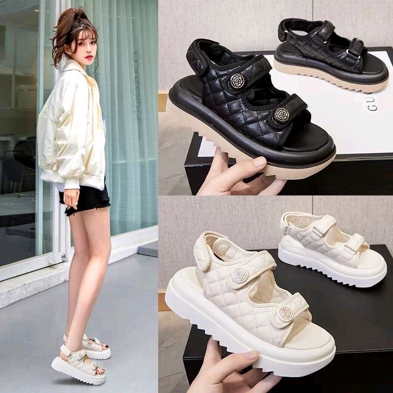 Sandal nữ đế dày thời trang, xăng đan đế cao hàng QC cao cấp VINA STORE mã QC04
