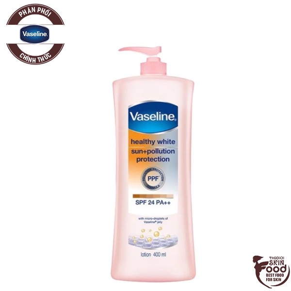 Sữa Dưỡng Thể Trắng Da, Chống Nắng Toàn Thân Vaseline Healthy White Sun + Pollution Protection SPF24/PA++ 400ml