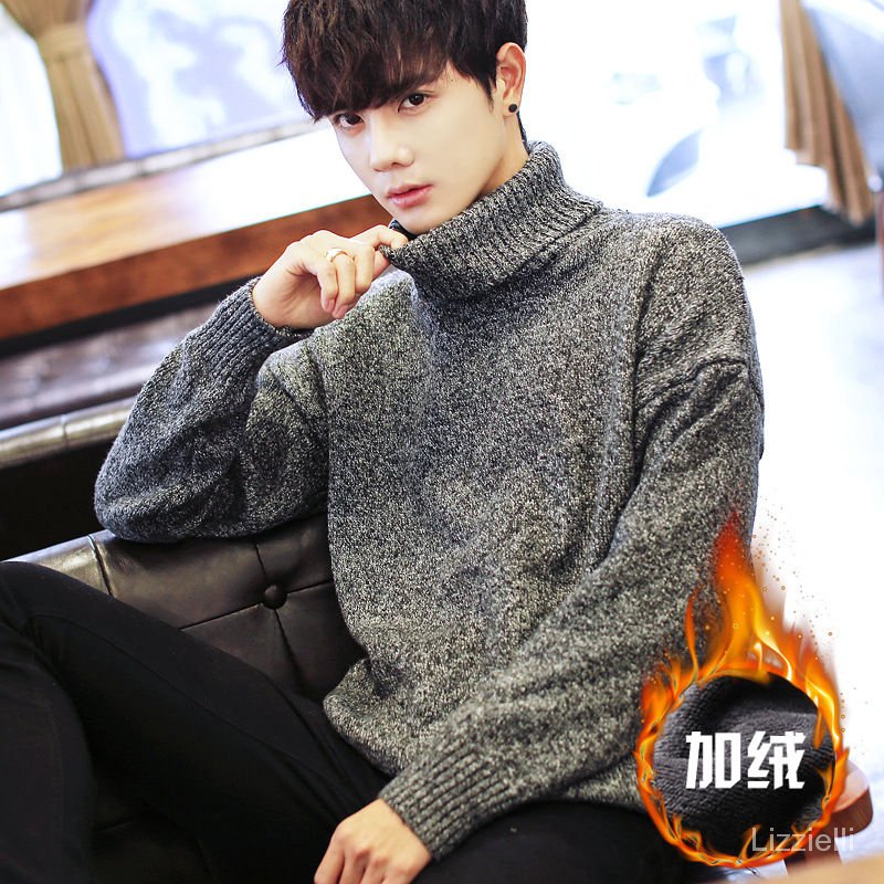 Áo Sweater Dệt Kim Cổ Lọ Phối Nhung Dày Thiết Kế Trẻ Trung Cho Nam | BigBuy360 - bigbuy360.vn