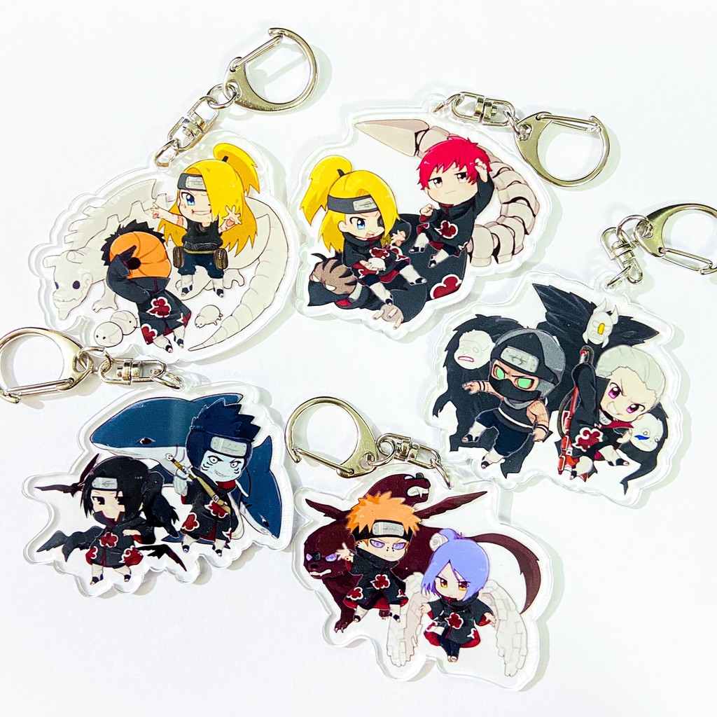 ( Mica trong acrylic ) Móc khóa NARUTO Tổ Chức AKATSUKI ver COUPLE anime chibi xinh xắn đáng yêu