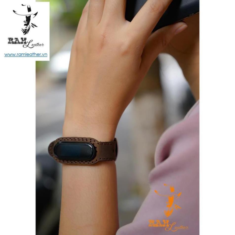 DÂY ĐỒNG HỒ CHO MIBAND 4 VÀ MIBAND 3 DA BÒ THẬT - RAMMI VER2-SIZE 18MM . *