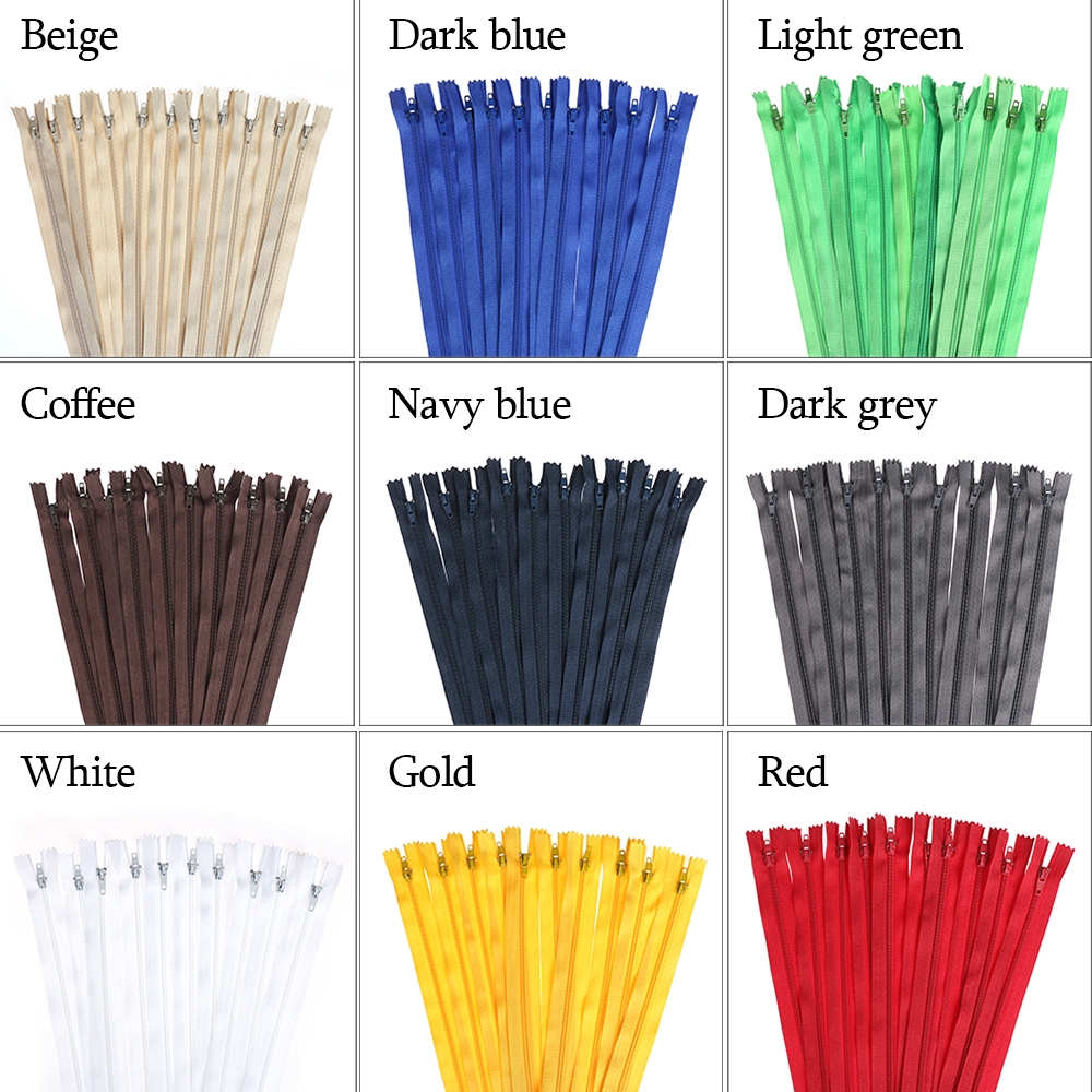 Set 10 dây kéo nylon nhiều màu sắc dài 20cm dùng trong may mặc | BigBuy360 - bigbuy360.vn